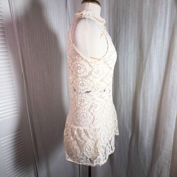 Xiongwangfushi | Women’s | Blouse | Size 10 | Y2k Boutique Cream Lace Sleeveless - Picture 5 of 5